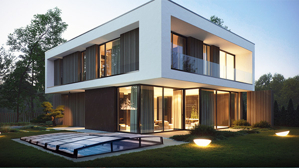 Flache Schwimmbadüberdachung ALUNA Comfort