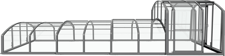 Poolüberdachung mit unterschiedlichen Höhen - ALUNA Duo III