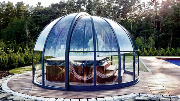 Runde Schwimmbadüberdachung ALUNA UFO