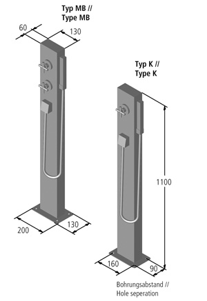 Schwimmbaddusche Madeira mit Edelstahlgehäuse