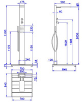 Gartendusche Elba Maßzeichnung