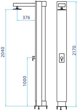 Dusche Pluvium mit Rost aus Edelstahl und Ipe-Holz