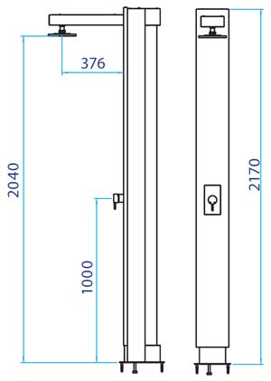 Solardusche Pluvium: IPE-Holz mit Edelstahl und Solartank
