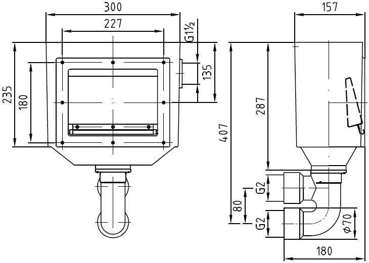 Konstruktionszeichnung Lahme Skimmer flache Bauweise