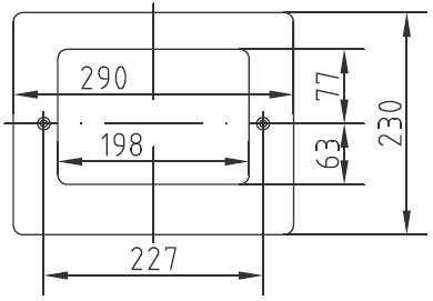Technische Zeichnung Blendrahmen flacher Skimmer poliert