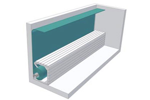 Rollladen am Beckenboden mit Verkleidung
