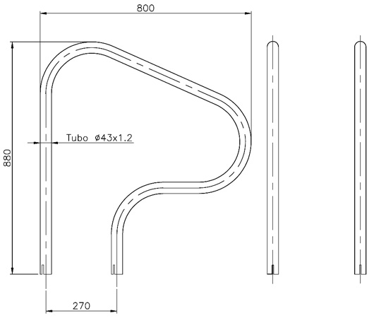 Haltegriff Griffbogen V4A 800 mm zum Einbetonieren, Produktansicht
