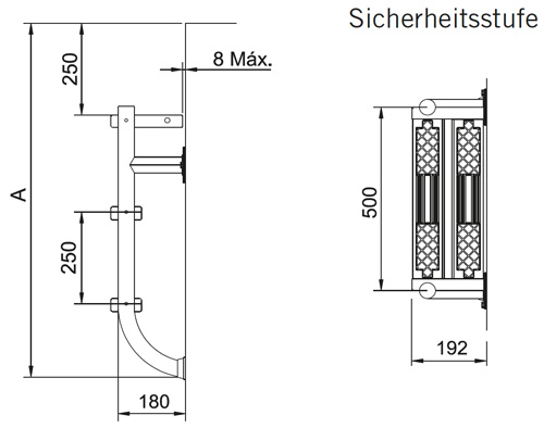 Geteilte Poolleiter Unterteil V4A Seitenansicht