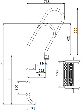 Technische Zeichnung Schwimmbadleiter asymmetrisch Mixto