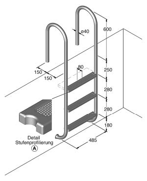 Edelstahl-Leiter MODELL 01 TINA - Seitenansicht