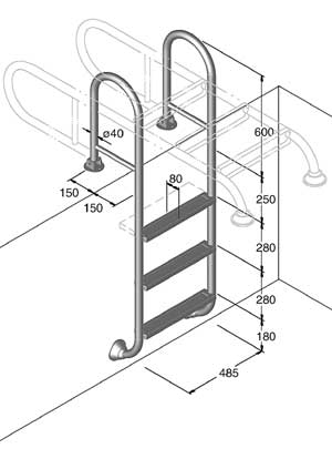 Leiter Tina klappbar - Poolleiter mit Gelenk, poliertem Edelstahl