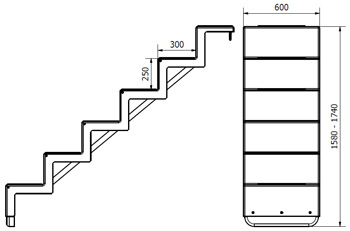 Treppe Eleganz 60 U lang