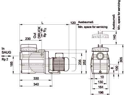 Maßzeichnung Speck Super Pump