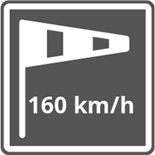 160 Km/h Windgeschwindigkeit