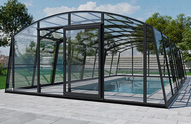 Hohe Schwimmbadüberdachung, 180 - 320 cm hoch