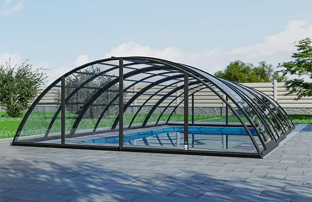 Mittelhohe Schwimmbadüberdachung, 80 -160 cm hoch