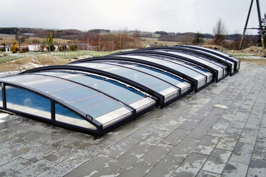 Schienenlose Schwimmbadüberdachung Aluna® Eco