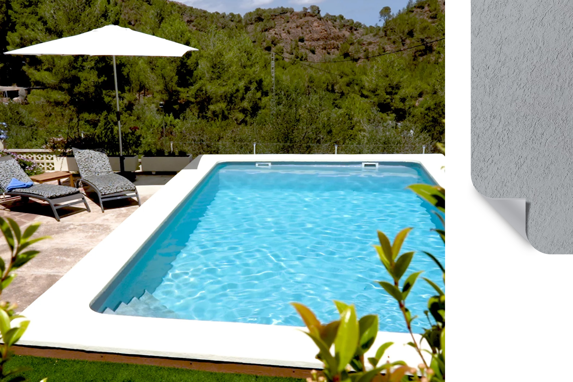 Schwimmbad mit mittelgrauer Poolfolie ELBE motion – strukturierte Oberfläche in Gray Rock