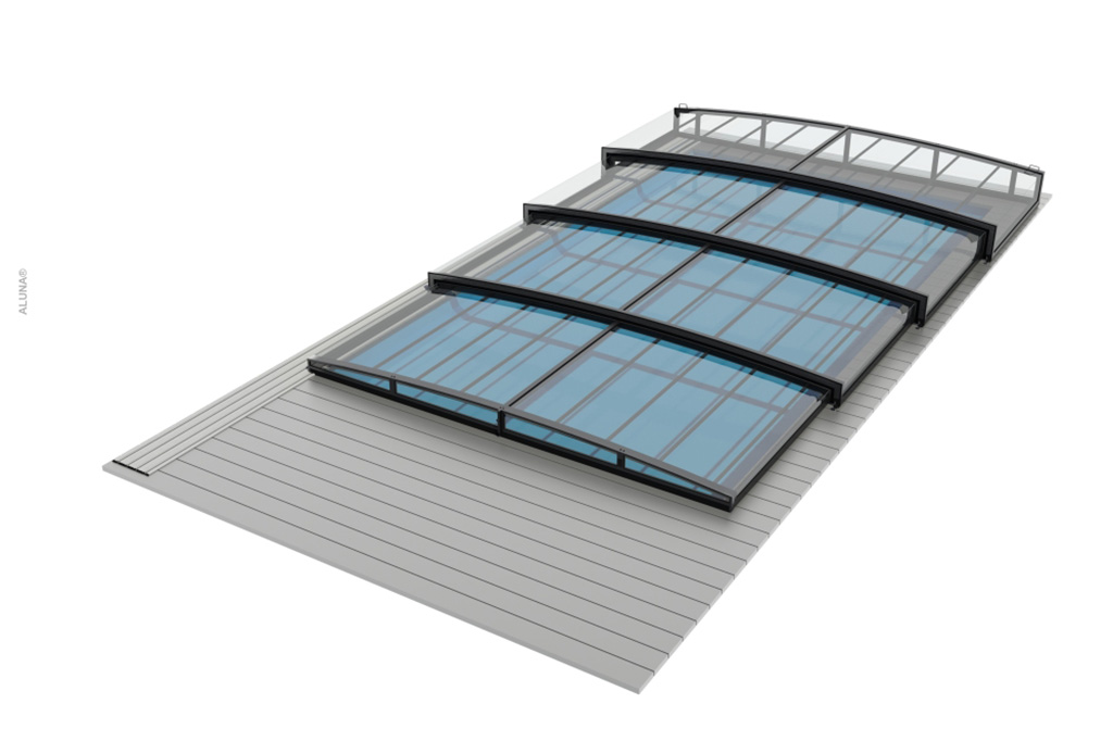 Flache Poolüberdachung Aluna® Exclusive Line R1