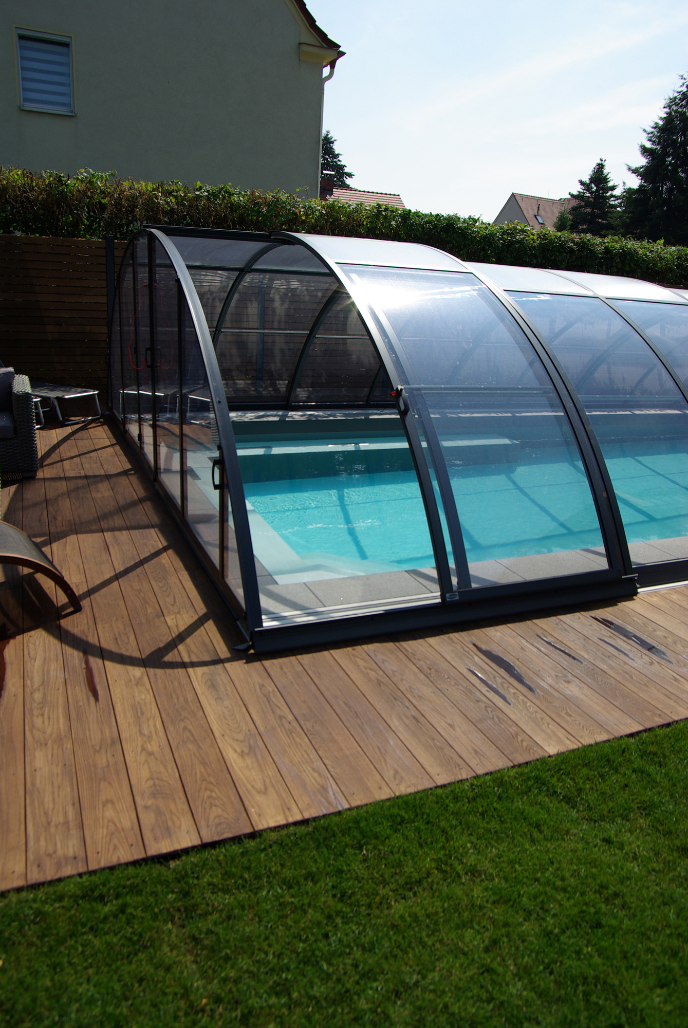 seitl. Schiebetür Schwimmbadüberdachung Premium C