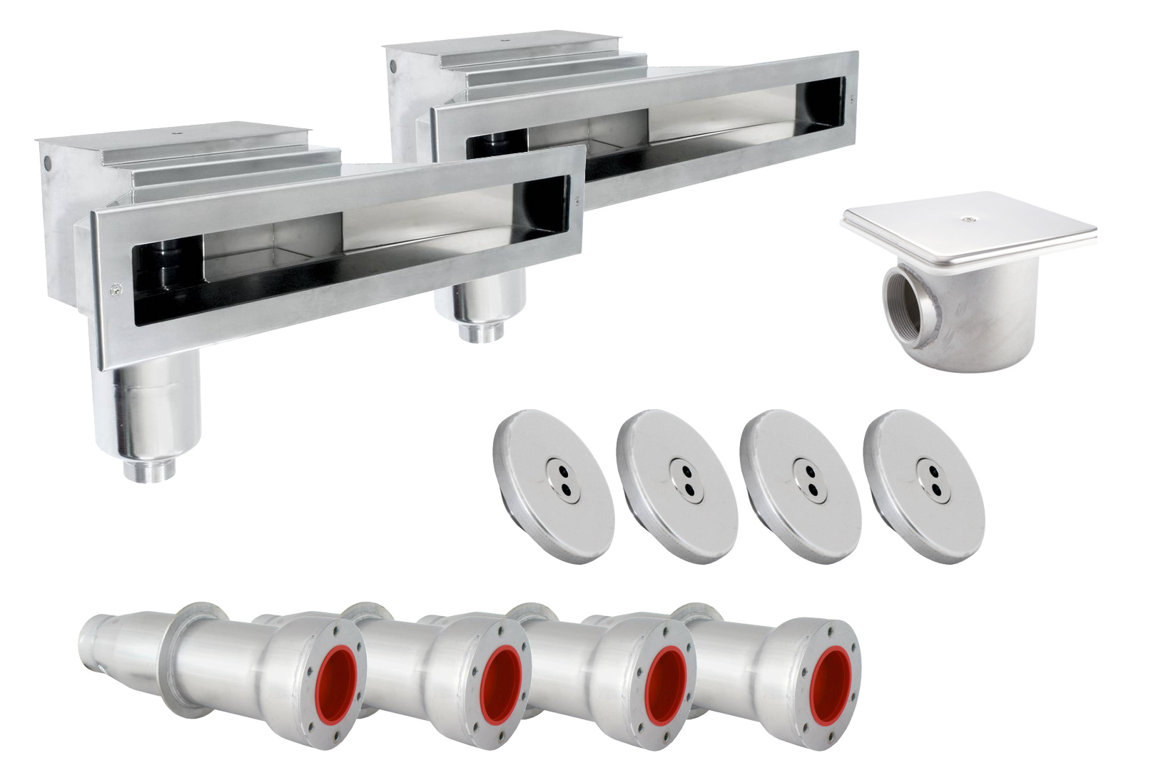 Edelstahl Einbauteile Set Slim bis 4 x 9 m