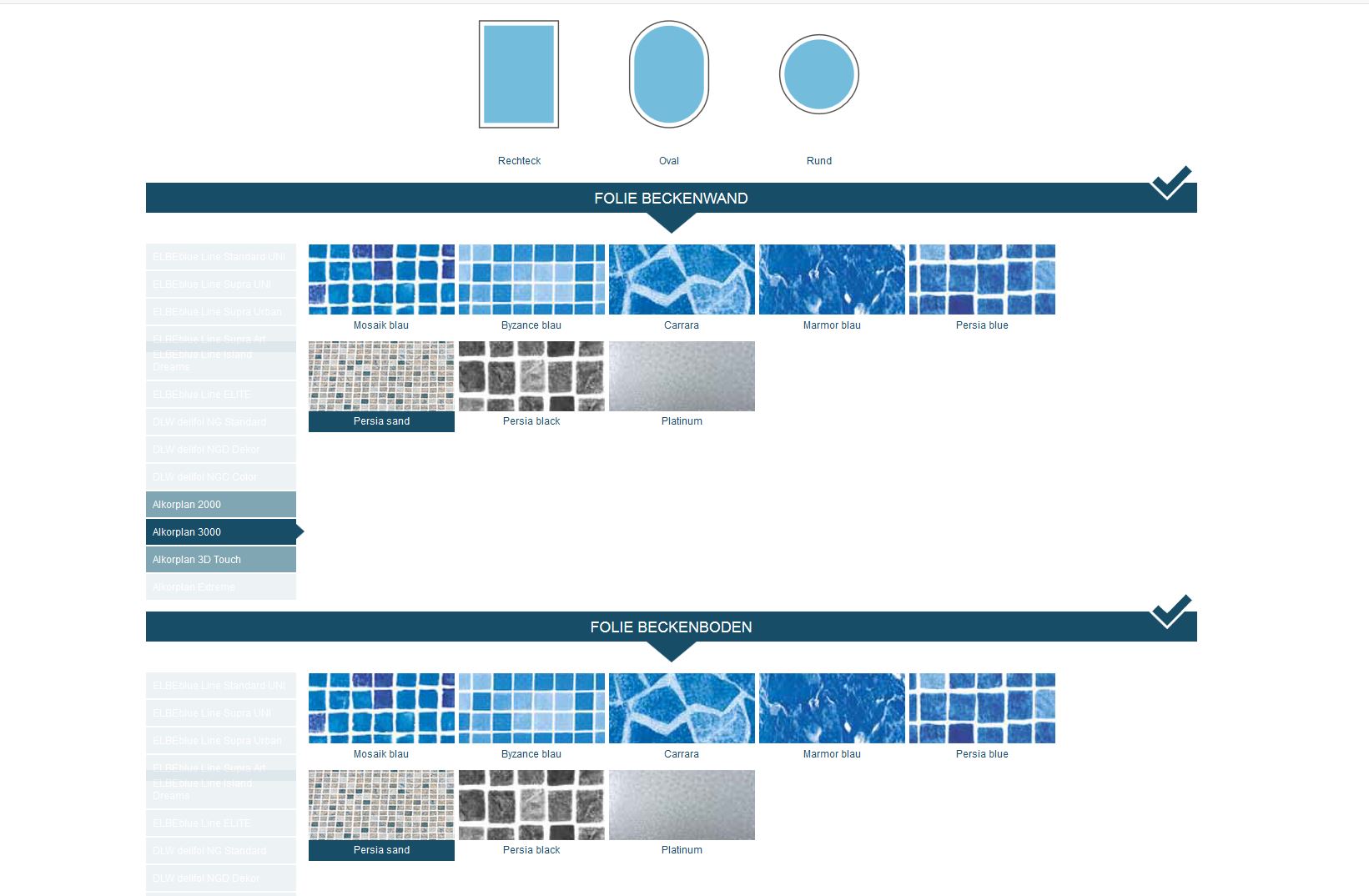 Konfigurator Einhängefolie-Liner-Kalkulator