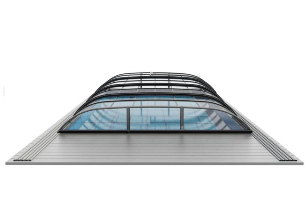 Niedrige Schwimmbadüberdachung Aluna® Wave Pro