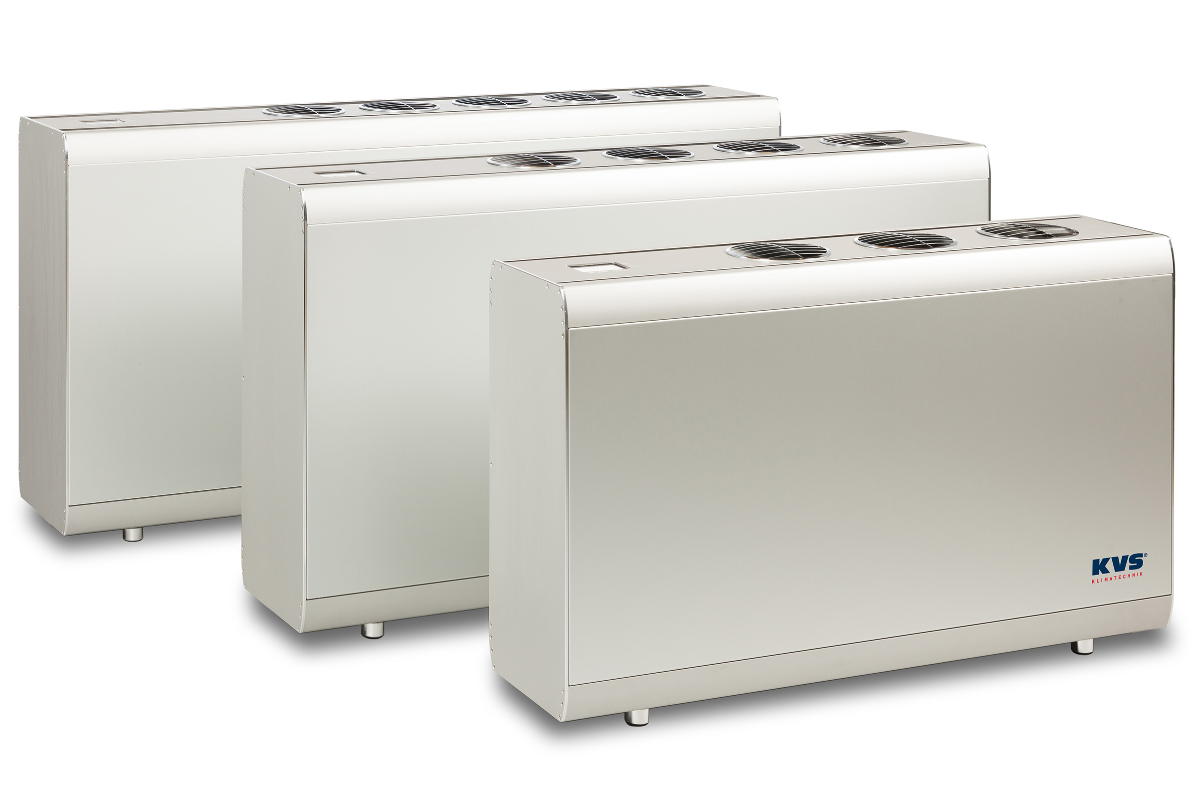 Drei KVS® Entfeuchtungs-Wärmepumpen der TG-Baureihe in Truhenbauweise zur Freiaufstellung in Schwimmhallen