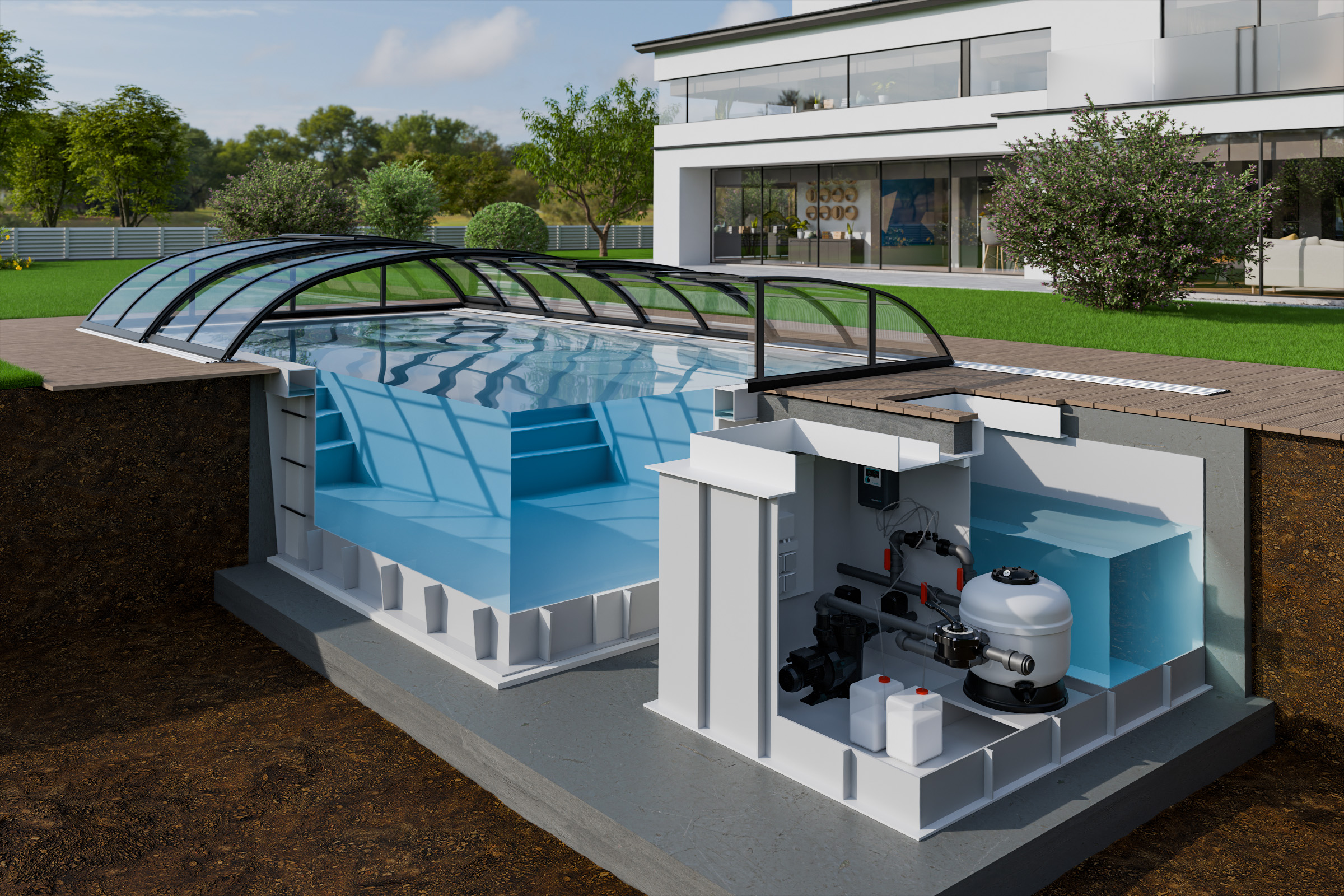 Überlaufbecken Elite Pro PP Plus Pool 4x11 m