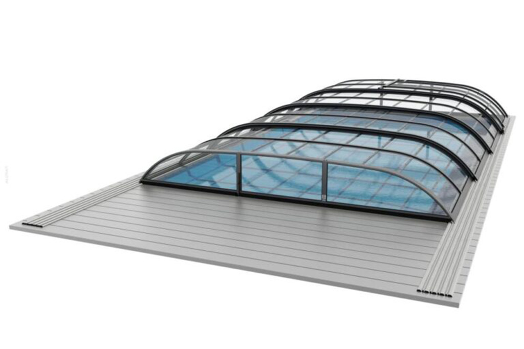 Niedrige Poolüberdachung Aluna® Wave Pro