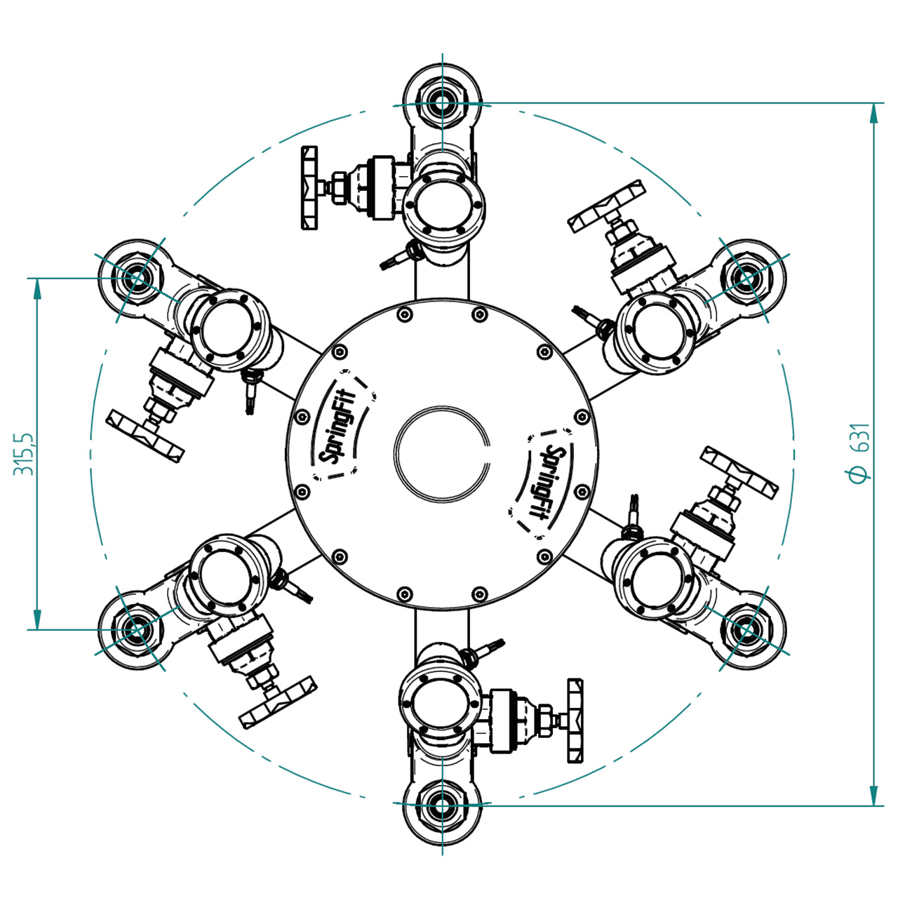 Lahme SpringFit Springbrunnenbaugruppe Komet 6-fach